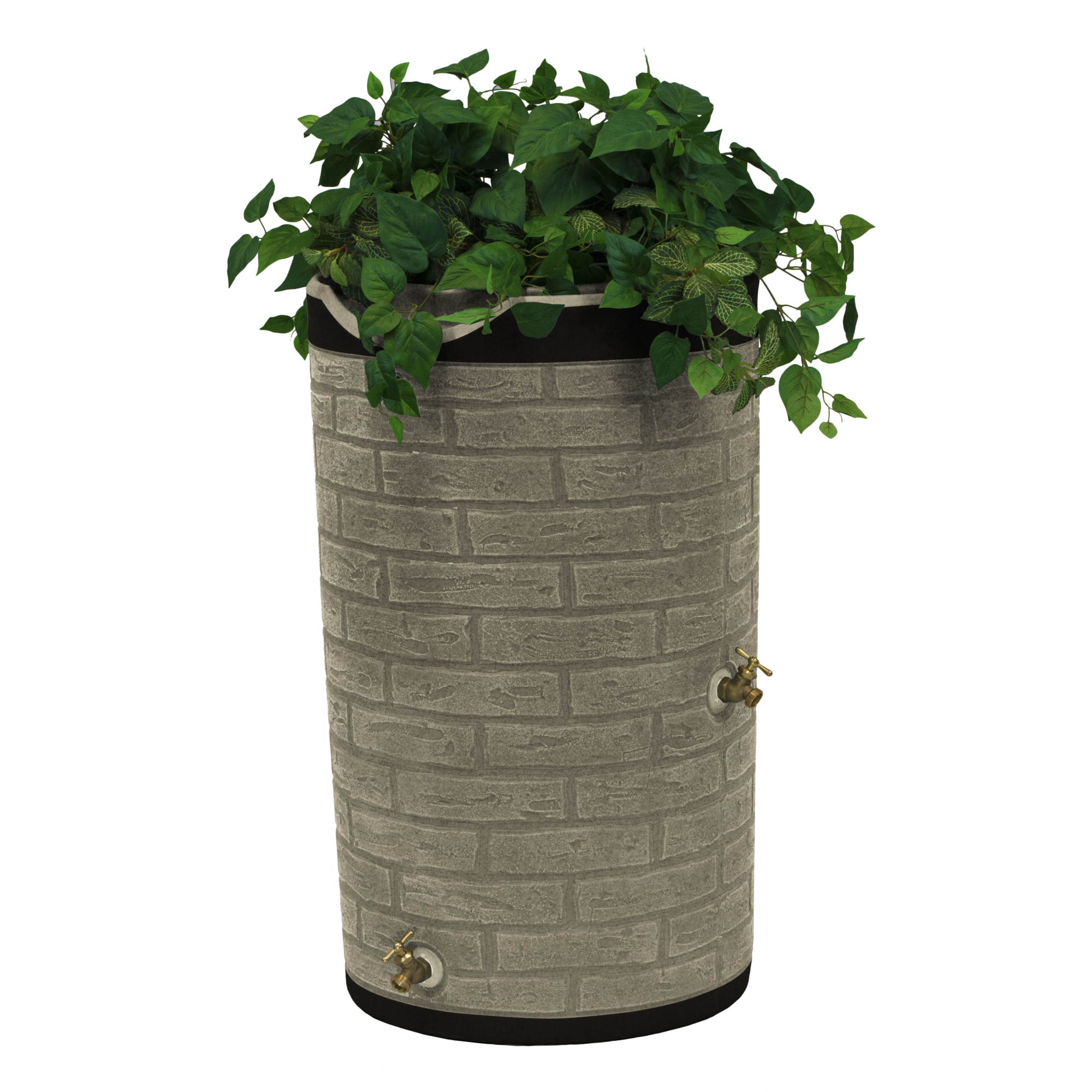 Good Ideas Impressions Downton Rain Saver Barrel — 50 Gallon, Darkened Ribs, Sandstone, Model# IMP-D50-DR-SAN